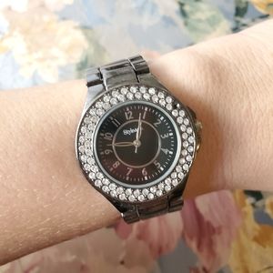 Style&Co Gunmetal Grey Rhinestone Watch